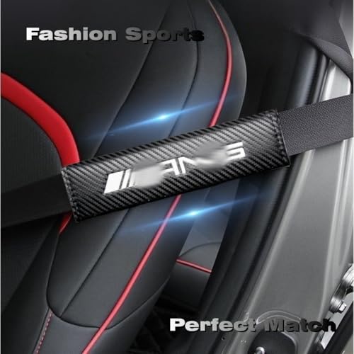Car seat Belt Cover Compatible with AMG Carbon Fiber Texture car seat Belt pad Cover Soft and Comfortable - color: AMandG