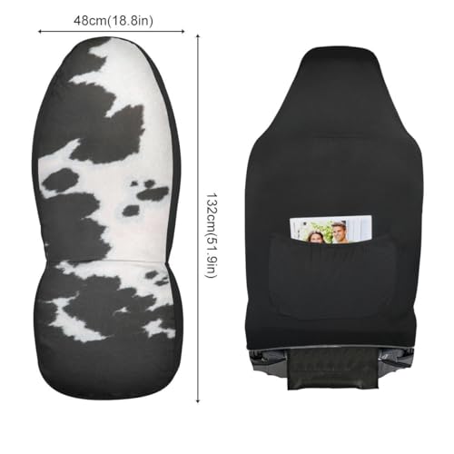 2 PCS Cute Cow Print Car Seat Covers Abstract Cow Fur Black White Print Farmhouse Animal Skin Texture Vehicle Seat Protector Cushion Cover Universal Car Accessories for SUV Truck Sedan - color: Black White