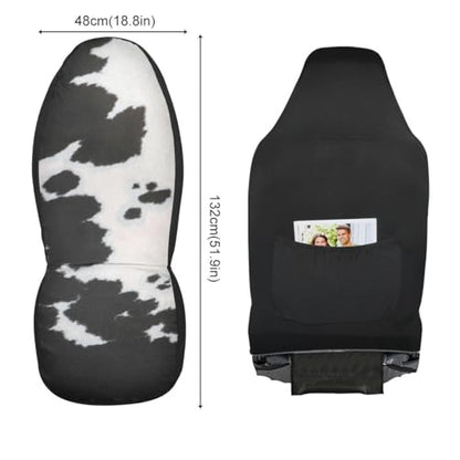 2 PCS Cute Cow Print Car Seat Covers Abstract Cow Fur Black White Print Farmhouse Animal Skin Texture Vehicle Seat Protector Cushion Cover Universal Car Accessories for SUV Truck Sedan - color: Black White