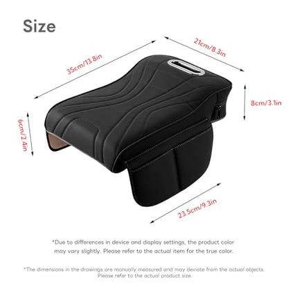 Car Armrest Pad, Universal Armrest Cushion Pad, Leather Armrest Box Pad (Without Cup Holder, Black-B) - color: Without cup holder, Black-B