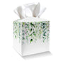 Watercolor Green Leaves Tissue Box Cover Holder, Leather Tissue Box Cover with Bottom Belt, Square Facial Paper Organizer for Tabletop, Bathroom, Kitchen, Car & Office -047 - color: Leaves