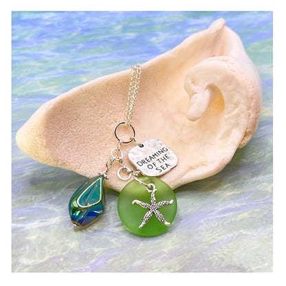 Rear View Mirror Charm, Sea Glass and Starfish Car Charm, Beach Quote, Mother's Day Gifts for Mom