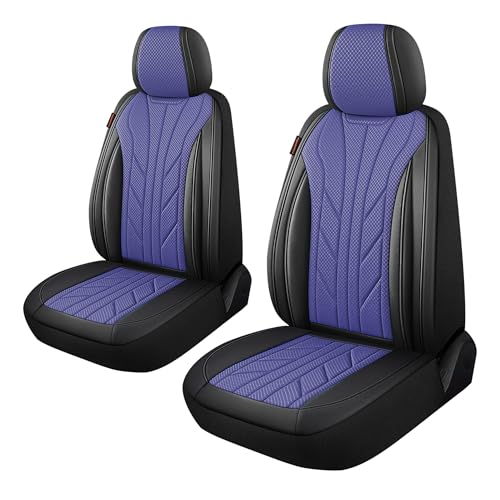 Breathable Cloth Fabric Car Seat Covers 2 Front Seats,Faux Leather 3D Foam Back Support Seat Cover for Car,Universal Seat Covers for Cars,Trucks,SUVs,Front Seat Armrests Compatible(Black/Blue) - color: Black/Blue, size: Front Set