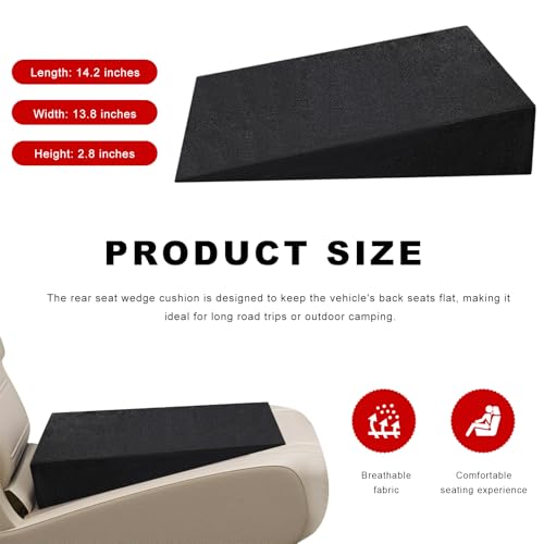 2 PCS Auto Seat Wedge Leveling Cushion, Comfortable Car Backseat Wedge Support Cushion Pad, Angled Design Car Interior Chair Pad Ergonomic Pain Relief Rear Seat Leveling Mat - color: 2 Pcs