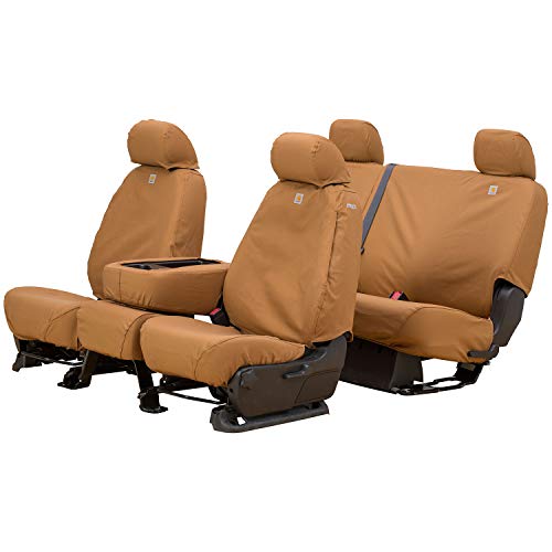 Covercraft Carhartt SeatSaver Custom Seat Covers | Fits 2001-2006 Ford F-250/F-350 | 1st Row 40/20/40 Bench Seat, Duck Weave Brown