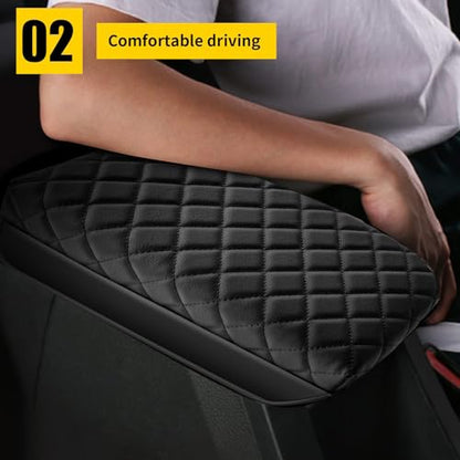 AOMSAZTO Center Console Cover Customized Armrest Cover Compatible with 2015-2019 Hyundai Sonata, Soft Cozy Leather Arm Rest Covering for Car, Well-Make Durable Console Cushion Pad - color: black-1