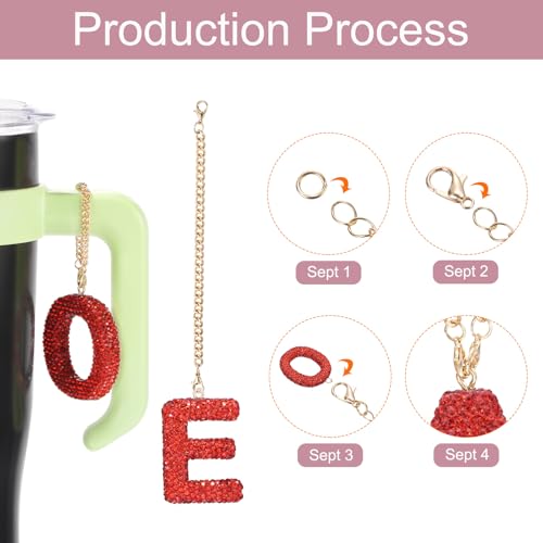 MECCANIXITY Bling Car Letter Charm, Initial E Letter Interior Car Rear View Mirror Decoration Hanging Crystal Ornaments for Women Bags Water Cup DIY Craft, Red - style: Letter E