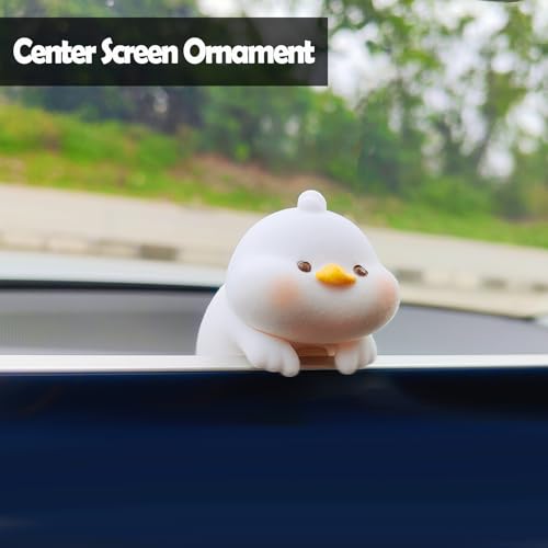 Cute Furry Animal Rear View Mirror Accessories, Car Dashboard Ornament Center Screen Decoration Rearview Mirror Charm, Car Accessories Interior Decor for Women/Men (Duck) - style: Duck