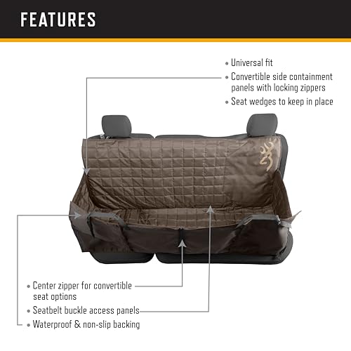 Browning Pet Hammock Backseat Cover, Durable Backseat Protection, Elk/Field Khaki
