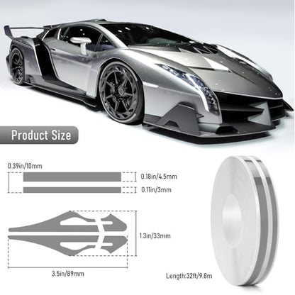 2 Rolls 32Ft Car Pinstripe Tape, Automotive Pinstriping Tape Stickers Vinyl DIY Stripes Pinstripe Emblems Trim Decals for Car, SUVs, Pickups, Motorcycle and Boat, Racing Stripes (Gray) - color: Gray-2