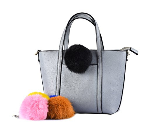 Cute Faux Rabbit Fur Ball Pom Pom Keychain Car Key Ring Handbag Tote Bag Pendant Purse Charm - color: Black