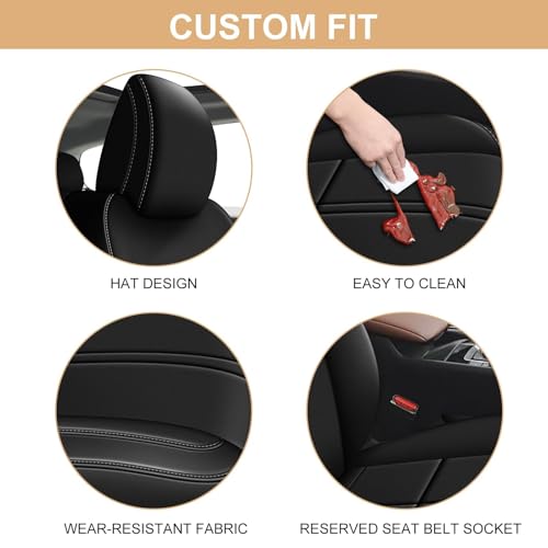 AOMSAZTO Custom Fit Seat Covers for Mazda CX50 2023 2024 2025 CX30 Car Seat Covers Full Set Black Faux Leather Compatible Airbag （New - CX50） - color: Black, size: CX-50 2023-2025