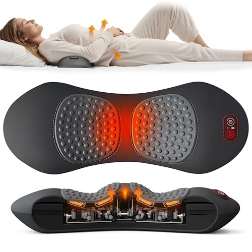 3 in 1 Lower Back Massager, Triple Fusion Back Massager with Heat, Vibration and Gentle Stretch, Lumbar Support Pillow for Bed, Chair and Office(Gray)