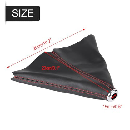 Shift Boot, PU Leather Shifter Boot Cover Universal, Shift Boot Retainer Stick Shift Sleeve Gear Shifter Boot Gear Gaiter Cover Black Bright Red Stitch for Manual Transmission Car