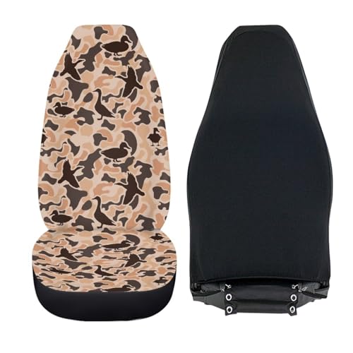 Duck Camo Car Front Seat Covers Comfortable Car Seat Covers Full Set of 2 Stretch Polyester Fabric Cover Automotive Interior Seats Covers Fit for Most Cars SUV Sedans - color: Duck Camo