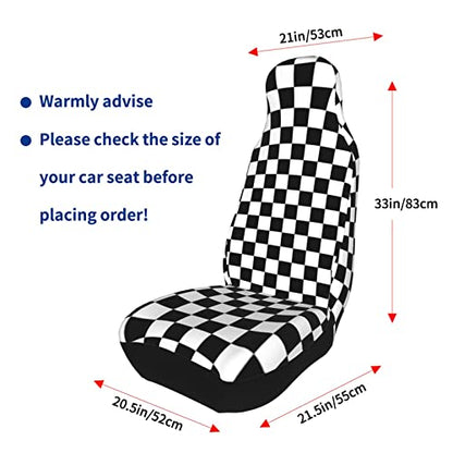 Black and White Racing Checkered Pattern Front Seat Covers 2 Pack, Vehicle Seat Protector Car Mat Covers, Fit Most Bucket Seats - color: Black And White Racing Checkered Pattern
