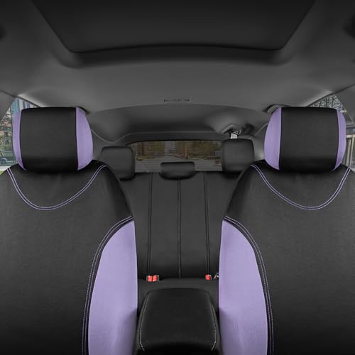 BDK UltraSleek Purple Seat Covers for Cars, Two-Tone Front Seat Covers with Matching Back Car Seat Cover, Made to Fit Most Auto Truck Van SUV, Interior Car Accessories, Full Set - color: Purple