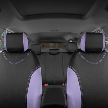 BDK UltraSleek Purple Seat Covers for Cars, Two-Tone Front Seat Covers with Matching Back Car Seat Cover, Made to Fit Most Auto Truck Van SUV, Interior Car Accessories, Full Set - color: Purple
