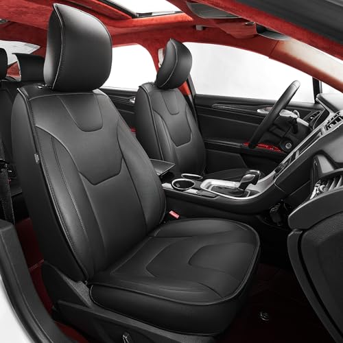 TTX LIGHTING Custom Fit Seat Covers for Ford Fusion 2013-2020 Full Set 5 Seats Premium Waterproof Faux Leather Airbag Compatible Black, Ford Fusion Seat Protector - size: 16.Fusion 2013-2020 5 Seat Full Set