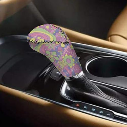 Bulopur Car Shifter Gear Hand Brake Trim Cover Set for Most Cars Van SUV Sedan Truck Auto Accessories - color: Boho Hippie Flower