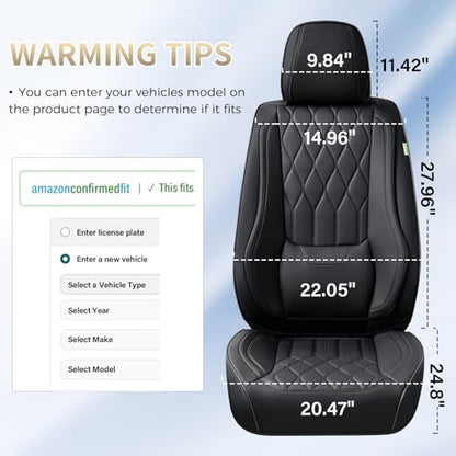 Leather Seat Covers Full Set Black Car Seat Covers with Lumbar Support Waterproof Car Seat Cushion 5 Seats Full Coverage Seat Protector Universal Fit for Most Cars Sedans Trucks SUV, Black