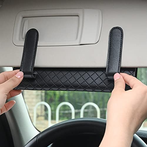 Car Tissue Refill Holder, Tissue Holder for Car, Black PU Leather Car Sun Visor Tissue Paper Storage Box Holder Cases, Hanging Tissue Clip, Car Napkin Holder - color: Black