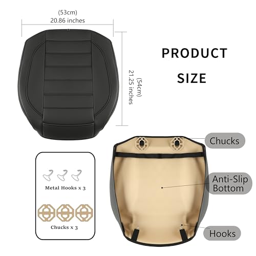 1 Pack Leather Front Car Seat Covers,Bottom Seat Covers for Cars,Driver Car Seat Cushion Cover,Luxury Seat Protectors,Waterproof,Full Wrap,for Most Vehicles,Sedan,Truck,SUV(Black)