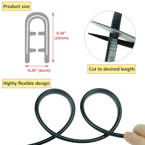 16.5FT(5M) Car Door Edge Guards U-Shaped Trim Edge Protector with Built-in Metal Clips, Scratch and Ding Protection for Cars and Trucks, Black - size: 16.5FT