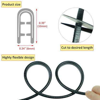16.5FT(5M) Car Door Edge Guards U-Shaped Trim Edge Protector with Built-in Metal Clips, Scratch and Ding Protection for Cars and Trucks, Black - size: 16.5FT