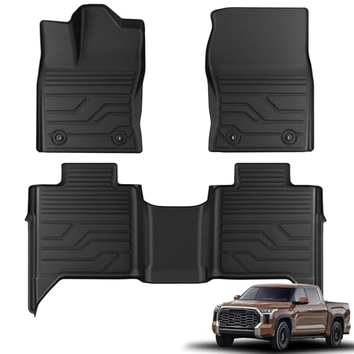 KARPAL Floor Mats Fit for Toyota Tundra 2022-2026 CrewMax Cab, Custom Fit All Weather TPE Floor Liners, 1st & 2nd Row, Tundra SR/SR5/TRD PRO/Limited/Platinum/Castone Accessories - style: 2022-2026 | For Toyota Tundra CrewMax Cab | 1st & 2nd Row