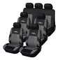 Gray Three Row Car Seat Covers Full Set (7 Headrests), 3D Tyre Embossed, Airbag Compatible, Universal Fit for Car, Truck, SUV (7 Passenger) - color: Black & Gray, size: Three Row Set (7 pieces)
