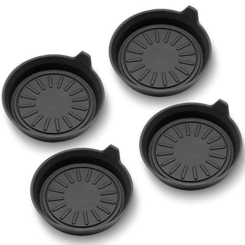 Seven Sparta Car Coasters for Cup Holders, Silicone Universal Vehicle Coasters, Set of 4 Pack, 3-1/8" Diameter (Black)