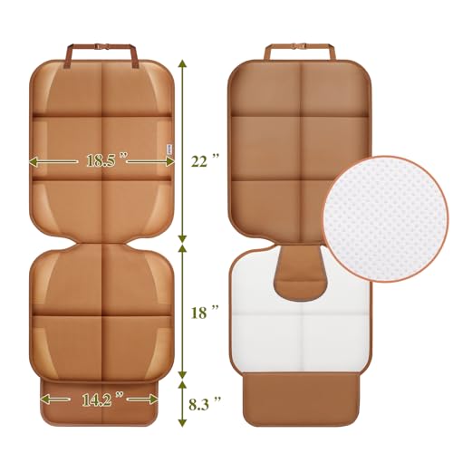 Car Seat Protector for Child Car Seat, Durable 600D Fabric Waterproof Car Seat Cover with Thick Pad Non-Slip Backing，No Imprints (Tan-1 pc) - color: Tan-1 pc