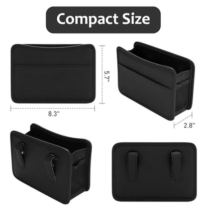 Accmor Collapsible Car Trash Can, Leather Vehicle Garbage Organizer Bin Holder with One Roll Trash Bag, Foldable Hanging Mini Cars Storage Bag Container for Auto, SUV (Black)