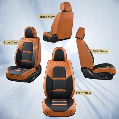 Coverado Car Seat Covers Front Seats, 2 Piece Car Seat Protector with Removable Headrest, Nappa Leather Breathable Front Seat Cushion Side All Wrapped Universal Fit Truck Automotive Most Cars Brown - color: Nappa-Black&Brown, size: Front