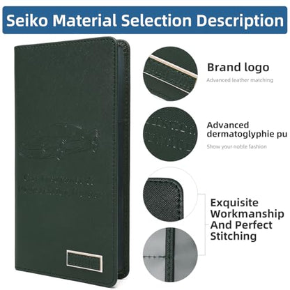 Premium Car Registration & Insurance Card Holder with Magnetic Closure & Clear Pockets, Glove Box Organizer for Documents, Driver's License (Green) - color: Dark Green