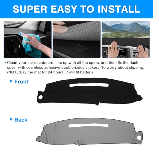 Autorder Dashboard Cover Mat for 1997-2000 Chevy Chevrolet Silverado/GMC Sierra C1500 C2500 C3500 K1500 K2500 K3500, 1997-1999 GMC Yukon/Chevy Tahoe Accessories Dash Cover Flannel Dash Mat Protector - size: Black 1997-2000 Silverado