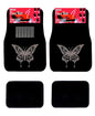 Universal Fit Car Truck Front/Rear 4-Piece Full Set Crystal Bling Rhinestone Design Studded Black Carpet Floor Mats - Pack of 4 (AB Butterfly-Black) - color: AB Butterfly-Black