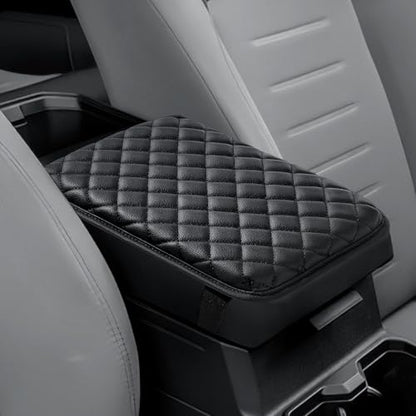 JOYTUTUS Center Console Cover Compatible with 2016-2025 Tacoma & 2025 4Runner & 2005-2021 Frontier, Leather Armrest Cover for Car, Middle Console Cover Lid, Car Arm Rest Cover Pad Cushion - color: Black, size: 11.02" x 8.27"