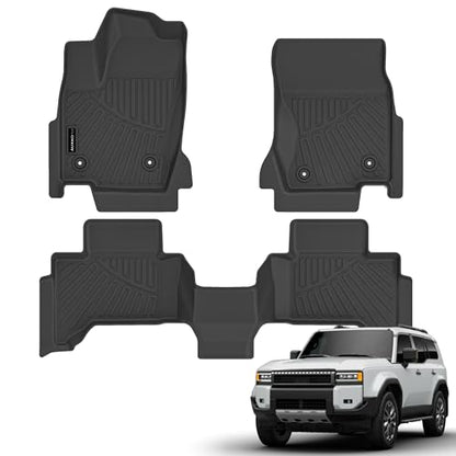 AUXKO- All Weather Floor Mats Fits for 2026 2025 2024 Toyota Land Cruiser Prado & Lexus GX550(5&6 Seat Not 7) TPE Liner Accessoires Odorless Anti-Slip Black - size: land cruiser&gx550|2024-2026|floor mats