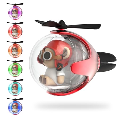 Red Bear Car Air Freshener with 6-Color Auto Light Up & 4 Scented Pads – Light Fragrance, Decorative Auto Accessories,Cute Velentine's Day Small Gift - color: Red Bear