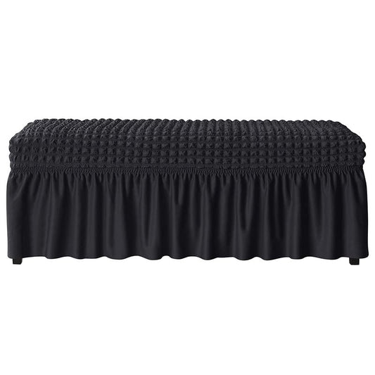 FORCHEER Dining Bench Cover with Skirt Stretch Seersucker Black 47in Piano Bench Slipcover Bench Seat Cover for Dining Room, Bedroom, Washable(Seersucker-Black) - color: Seersucker-black