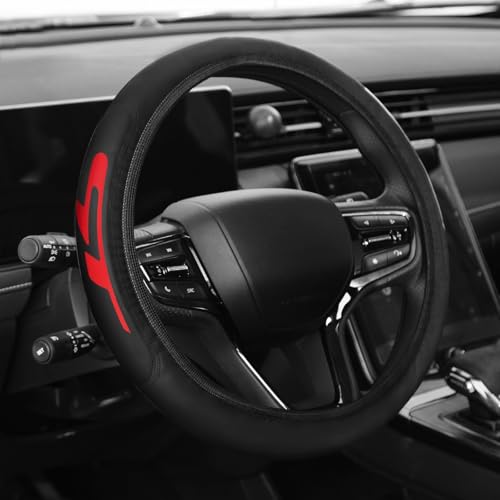 Premium Leather Steering Wheel Cover Compatible with Kia K3 Forte Cerato 2021-2024 GT, Universal Fit 14-15 Inch, Breathable, Comfortable Grip, Lightweight, Easy Install Accessory - color: Red GT