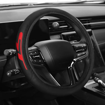 Premium Leather Steering Wheel Cover Compatible with Kia K3 Forte Cerato 2021-2024 GT, Universal Fit 14-15 Inch, Breathable, Comfortable Grip, Lightweight, Easy Install Accessory - color: Red GT