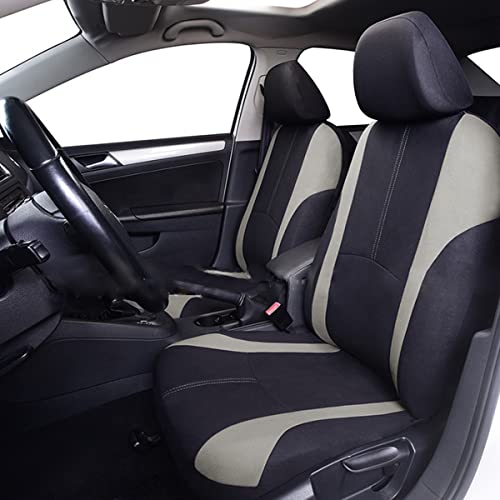 AICEL 9 Piece Car Seat Covers Full Set, Front and Rear Split Bench Auto Seat Protectors, Universal Two-Tone Washable Automotive Seat Covers (Gray) - color: Gray