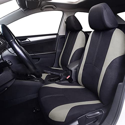 AICEL 9 Piece Car Seat Covers Full Set, Front and Rear Split Bench Auto Seat Protectors, Universal Two-Tone Washable Automotive Seat Covers (Gray) - color: Gray