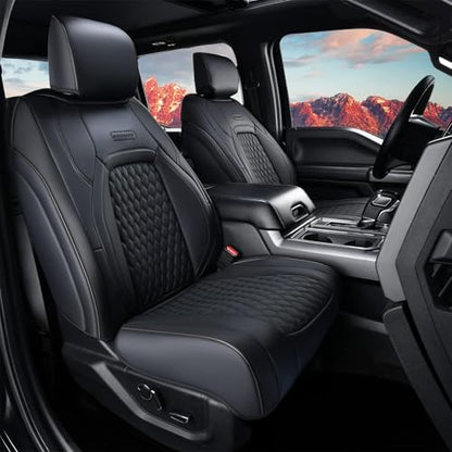 Coverado RAM 1500 Seat Covers, Waterproof Faux Leather Car Seat Covers Fit for 2009-2018 Dodge RAM 1500 2500 3500 Trucks Seat Covers, Flat Front/Black - color: Black, size: Flat Front&No Rear