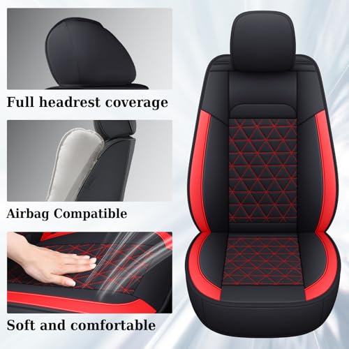 Coverado Seat Covers for Dodge Ram Full Set, Waterproof Truck Car Seat Cover Protectors Custom Fit for 2002-2026 Dodge RAM 1500 2500 3500 with Curved Bench(Red) - color: Red (curved back), size: FullSet (Curved Back)