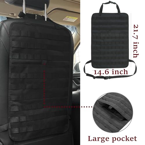 6 Pack Tactical Molle Car Seat Back Organizer - Tactical Vehicle Panel Organizer with 5 Detachable Molle Pouch,US Flag Patch and Keychain,Great Trunk Accessories for Man