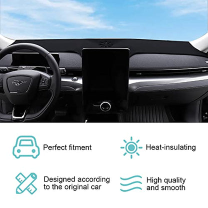 BestEvMod for Mach E Dashboard Cover Mat Accessories No Glare, Flannel Dash Covers Dash Mat Cover Anti Slip Sunshade No Glare Compatible with Mustang Mach E Interior Accessories 2021-2026 - size: Mach-E